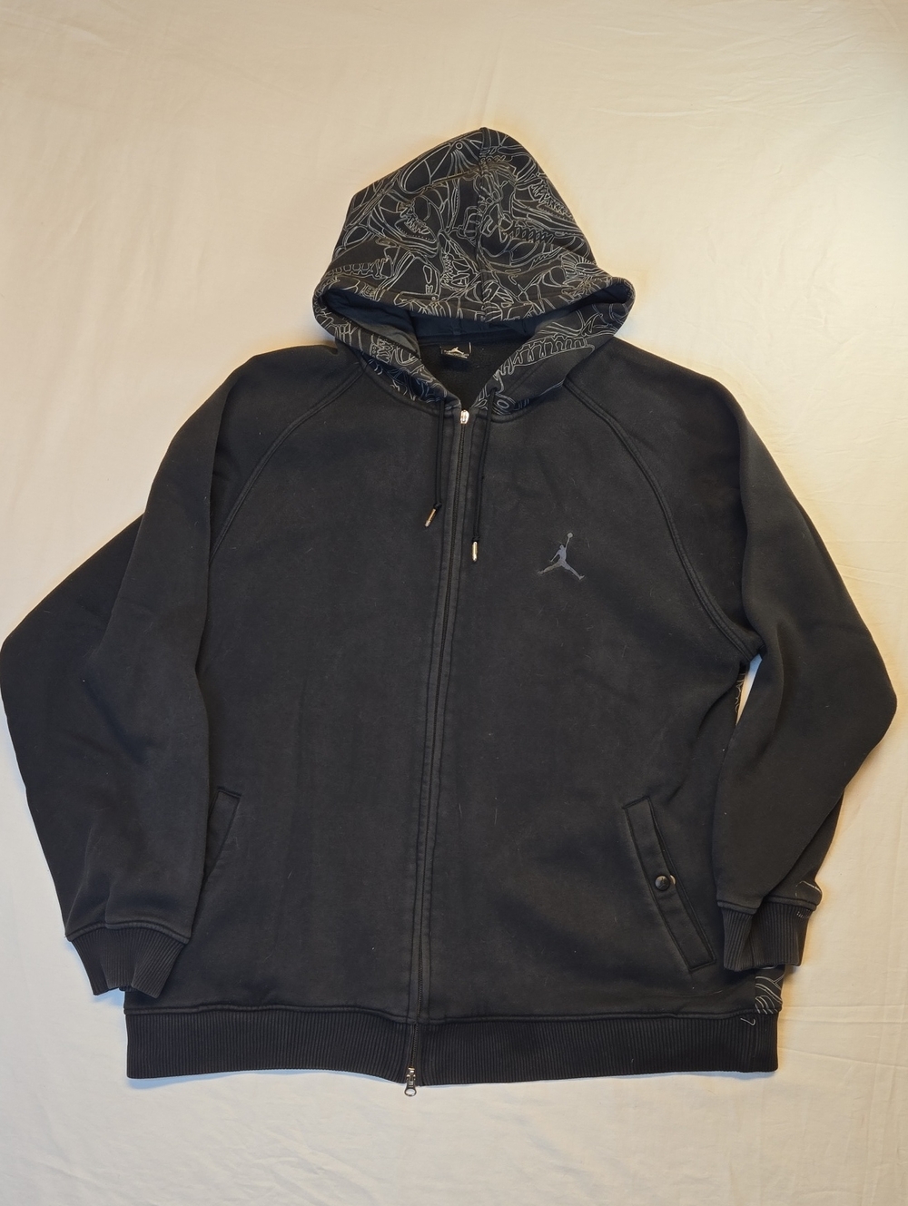 Jordan Black & Grey Full Zip AOP Shoe Graphic Hoodie Sweater Vintage Y2K